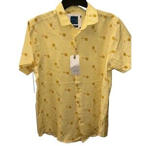 Essex Crossing Men’s Medium Double‑Cream Palm Trees Short Sleeve Shirt NWT